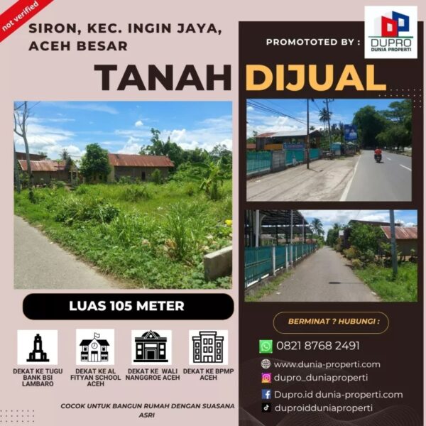 16 Dijual Tanah 105m² di Siron Aceh Besar Dekat Jalan Raya Harga Murah