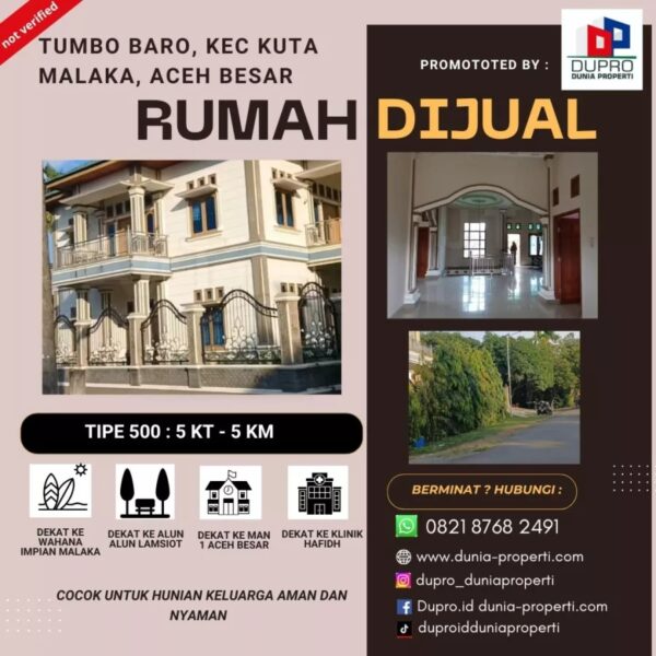 50 Rumah Mewah tipe 500 di Lokasi Strategis di Samahani – Samahani, Aceh