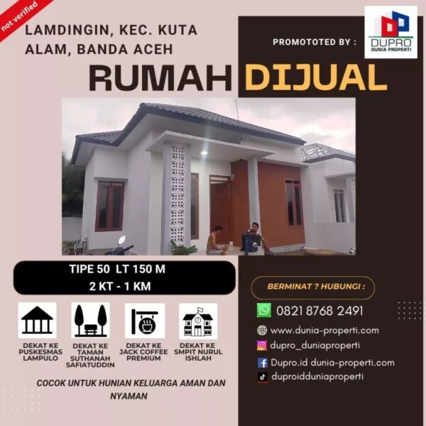 Jual Rumah Murah tipe 50 Lamdingin Banda Aceh – Bisa Cicilan Developer