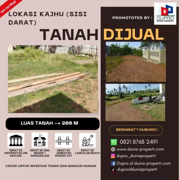 Dijual Tanah Kavling Siap Bangun di Kajhu, Dekat Darussalam Aceh Besar
