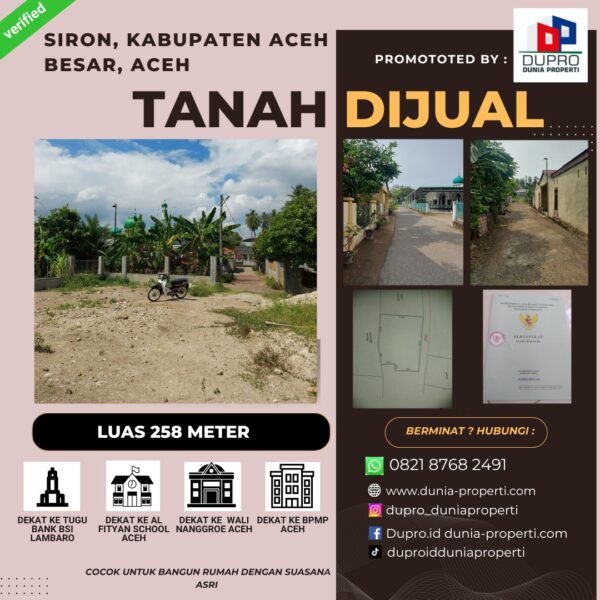 Dijual Tanah di Siron, Aceh Besar – Lokasi Strategis, Siap Bangun, SHM