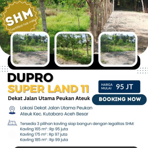 Tanah Kavling Strategis Dekat Jalan Utama Peukan Ateuk - Terima Sertifikat SHM
