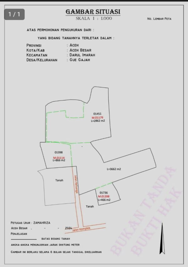 Jual Tanah Luas 7.856 m² di Lokasi Strategis Aceh Besar – Cocok untuk Perumahan atau Investasi