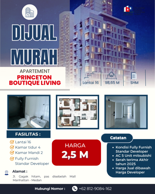rumah pak Fadhil Dijual Murah Apartemen Princeton Boutique Living, Medan