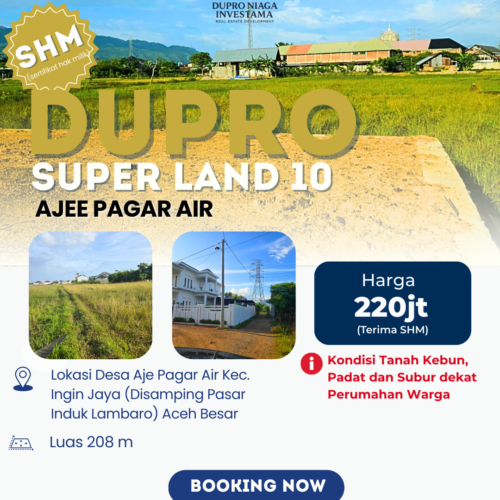 Dijual Tanah SHM 208 m² Akses Aspal di Aje Pagar Air, Ingin Jaya – Lambaro