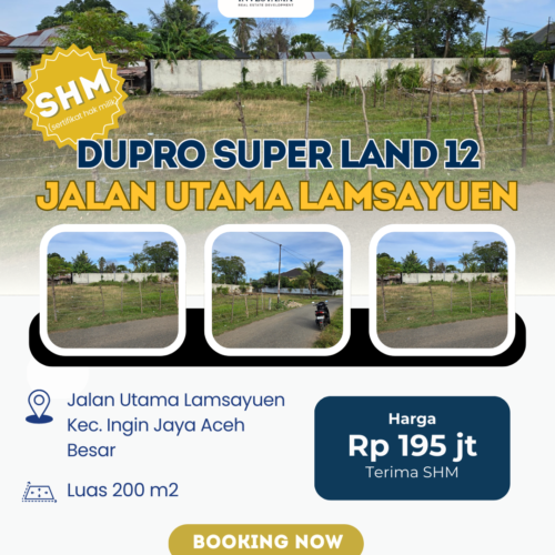 Dijual Tanah SHM 200 m² di Jalan Utama Lamsayuen Aceh Besar