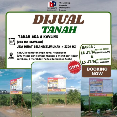 Dijual Tanah Kavling SHM di Kalut Ingin Jaya Aceh Besar, Mulai Rp1,5 Juta/m²