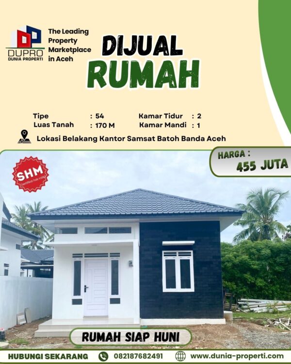 DIJUAL RUMAH SIAP HUNI | TIPE 54 | SHM | BANDA ACEH