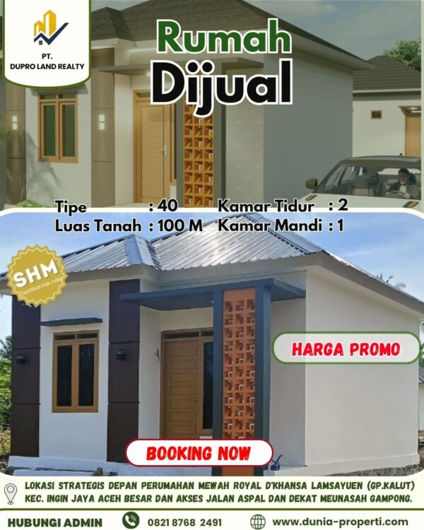 Green and White Modern Land Plot Sale Promotion Instagram Post - 2026-08-13T143041.032 RUMAH SHM TIPE 40 DI GP.KALUT, ACEH BESAR – HARGA PROMO!